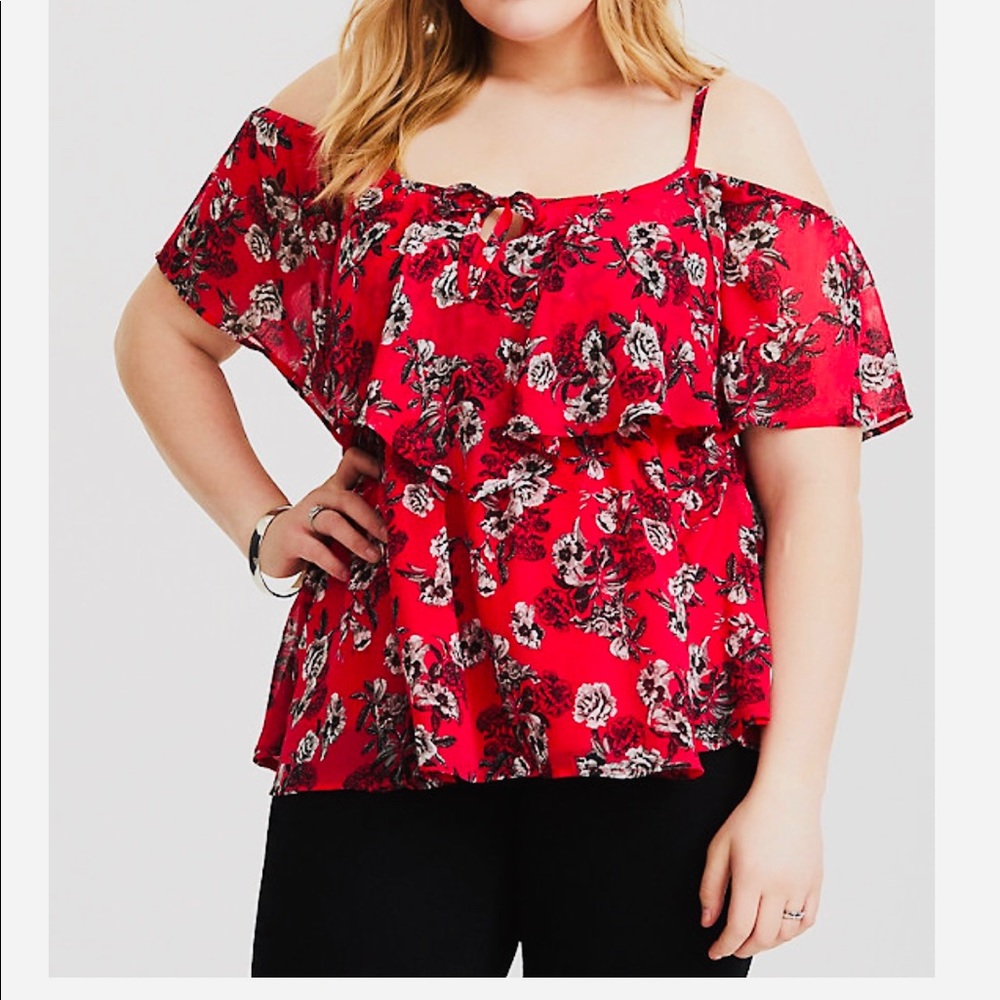 Torrid floral cold shoulder top